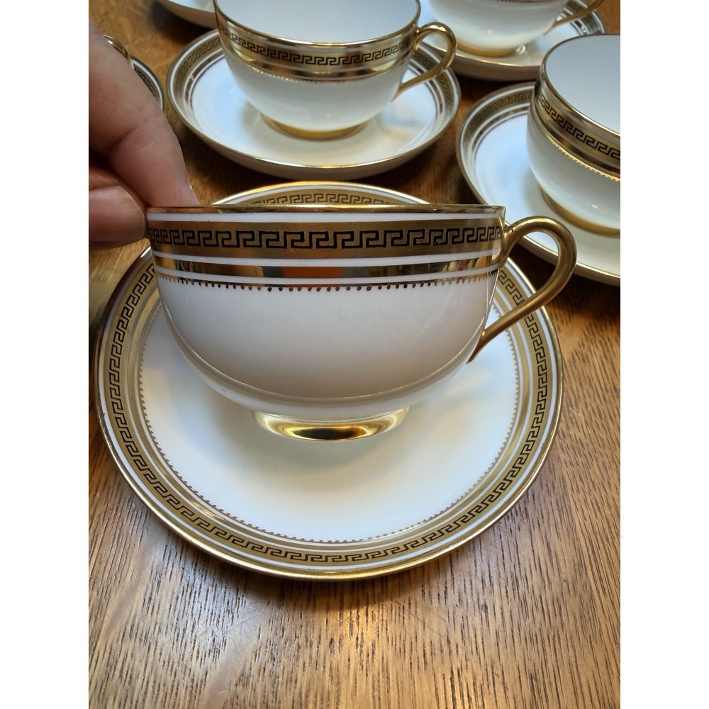 Set Of 6 Copeland Spode Tea Cups & Saucers From Stonier & Co Liverpool Greek Key